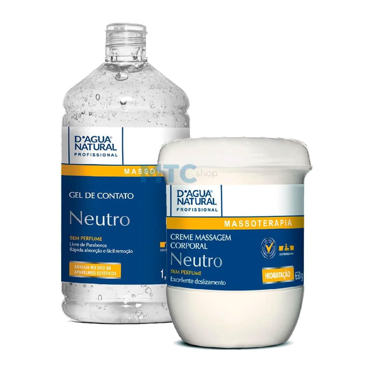 Kit Gel de Contato Neutro + Creme de Massagem Neutro - D'Agua Natural