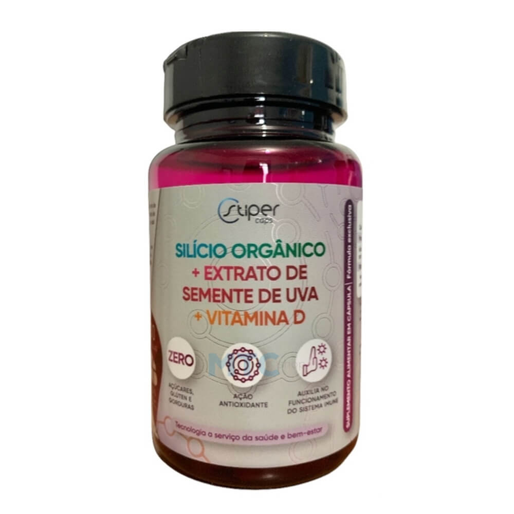 Silício Orgânico + Extrato de Semente de Uva + Vitamina D - 30 cápsulas - StiperCaps