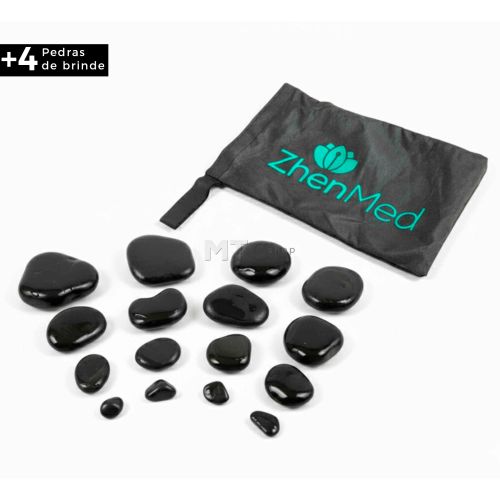 Kit c/12 Pedras Vulcânicas Basalto Para Massagem - ZHENMED