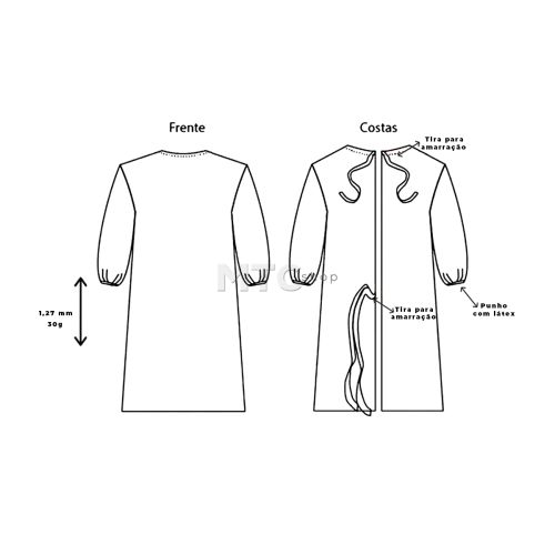 Avental Descartável TNT 20g Manga Longa - 10 Unidades - Fava