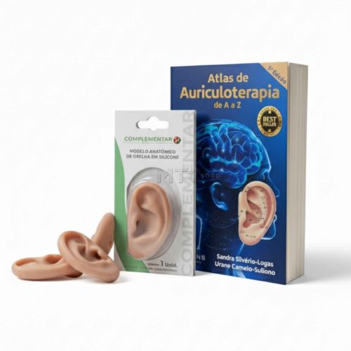 Livro Atlas de Auriculoterapia de A a Z com Orelha de Silicone