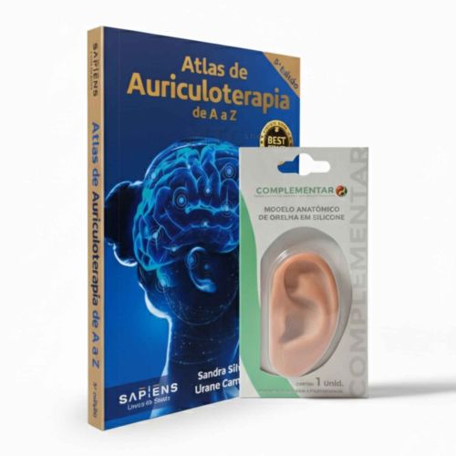 Livro Atlas de Auriculoterapia de A a Z com Orelha de Silicone