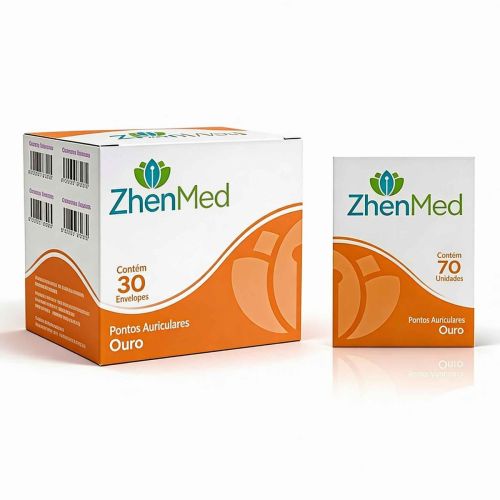 Caixa Ponto Ouro para Auriculoterapia c/ 30 cartelas - ZhenMed